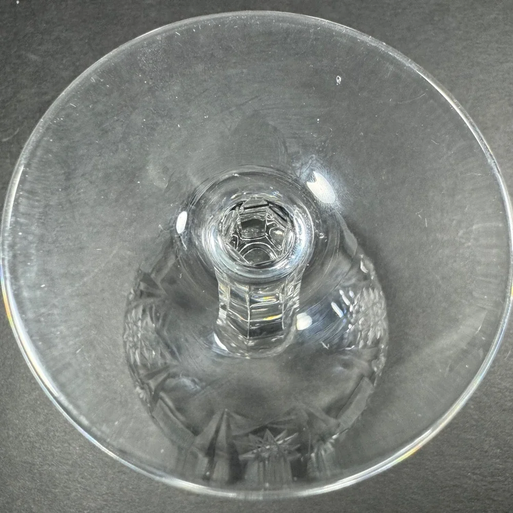 Champagne Coupe Glasses Clear Starburst Cut Pattern Vintage Style Set of 2